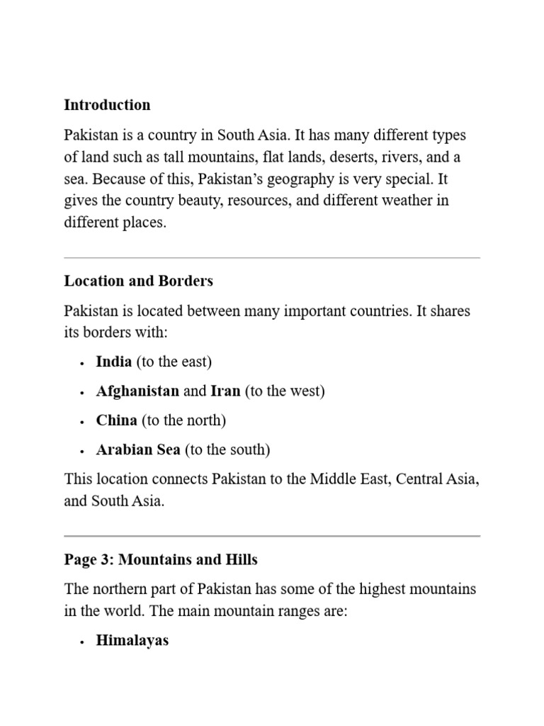 Quick Introduction of Geography of Pakistan | PDF | Physical Geography ...