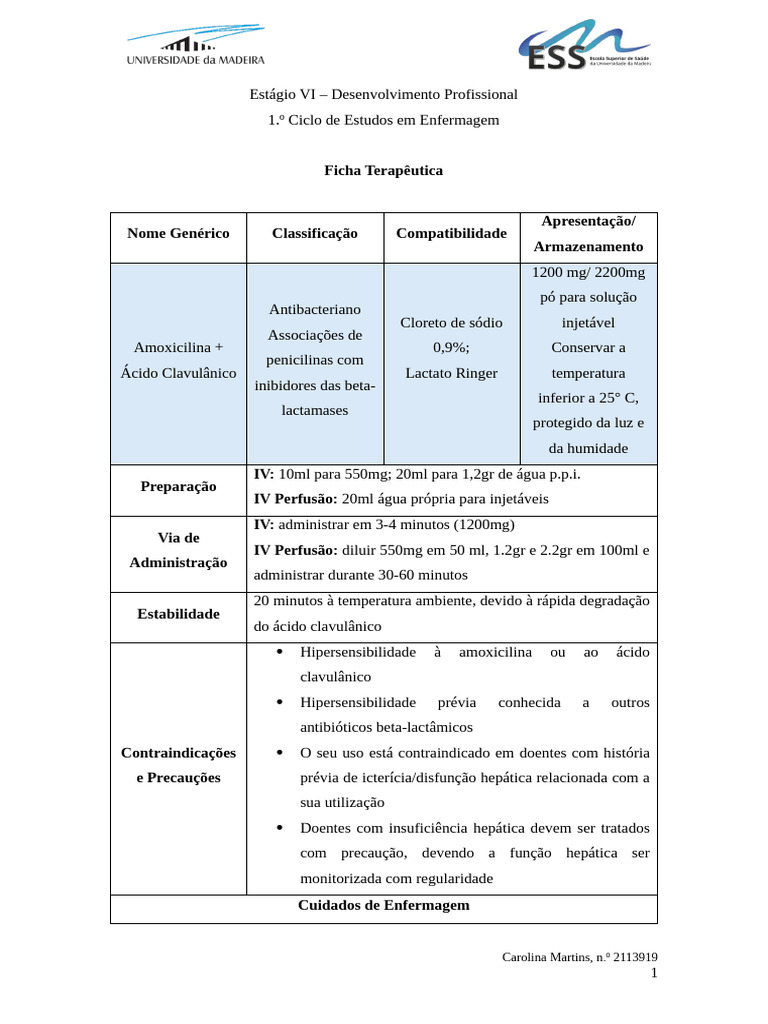Posologia de Amoxicilina e Clavulânico | PDF | Especialidades médicas