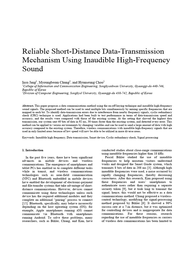 Inaudible Sound Data Transmission Method | PDF | Sampling (Signal ...