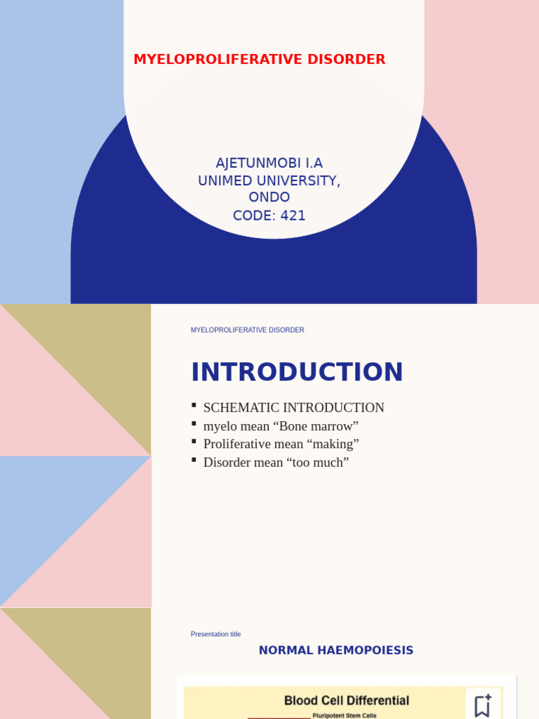 Myeloproliferative Disorders Overview | PDF | Leukemia | Medical ...