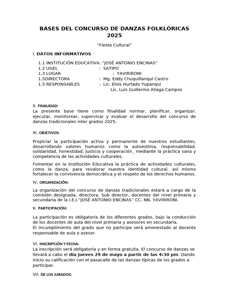 Bases Concurso Danzas Folklóricas 2025 | PDF | Bailes | Folklore