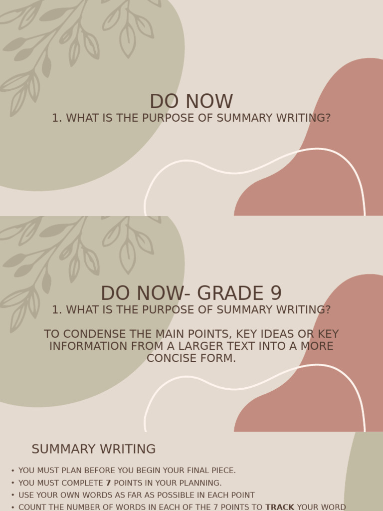 Do Now - Summary Writing | PDF | Paragraph | Prejudices