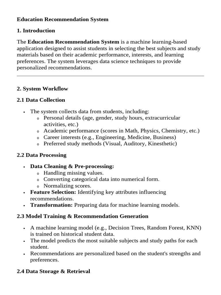 Personalized Education Recommendations | PDF | Machine Learning | Databases