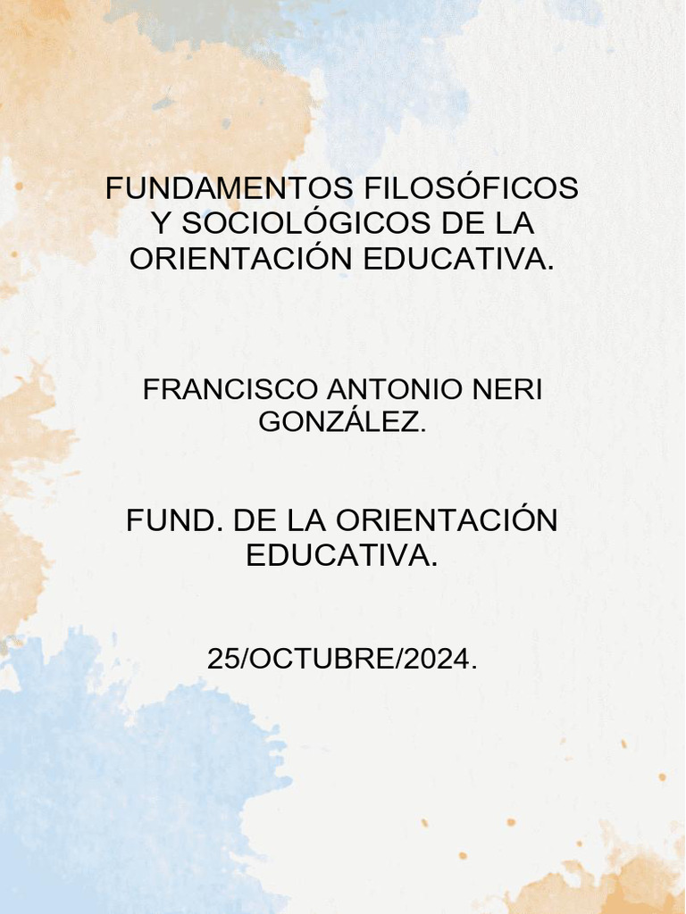 Fundamentos Filosóficos de la Orientación | PDF | Conocimiento ...