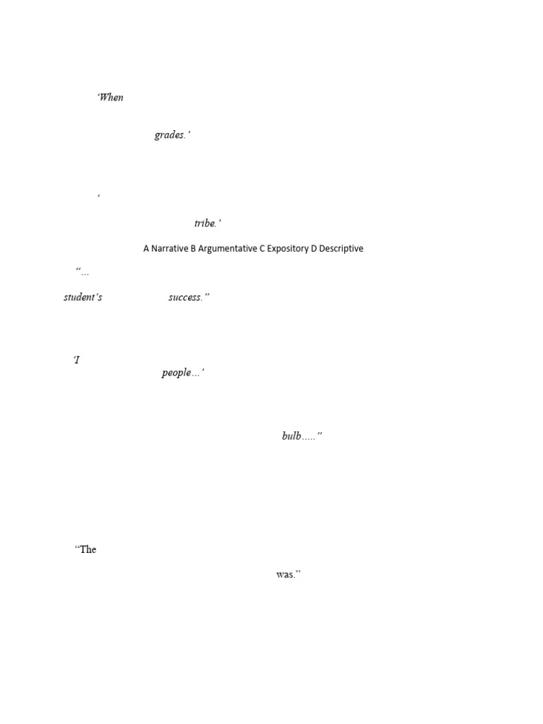 Types of Writing: Quiz Questions | PDF