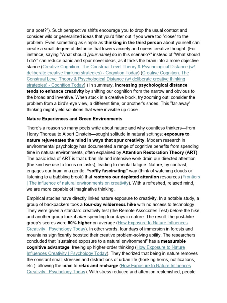 Boost Creativity Through Nature and Novelty | PDF | Creativity | Thought