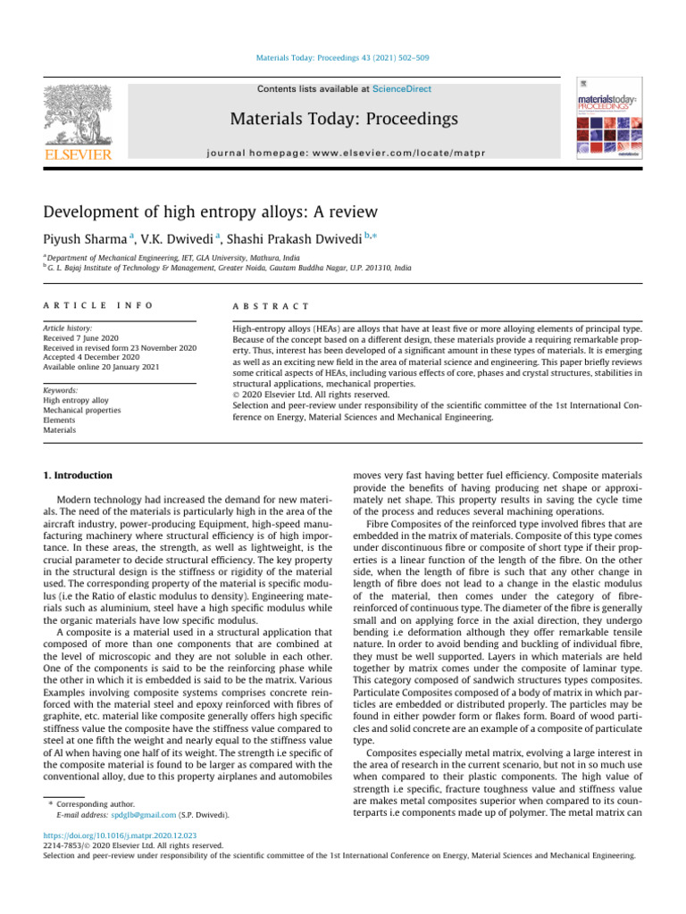 High Entropy Alloys: Properties and Applications | PDF | Composite ...