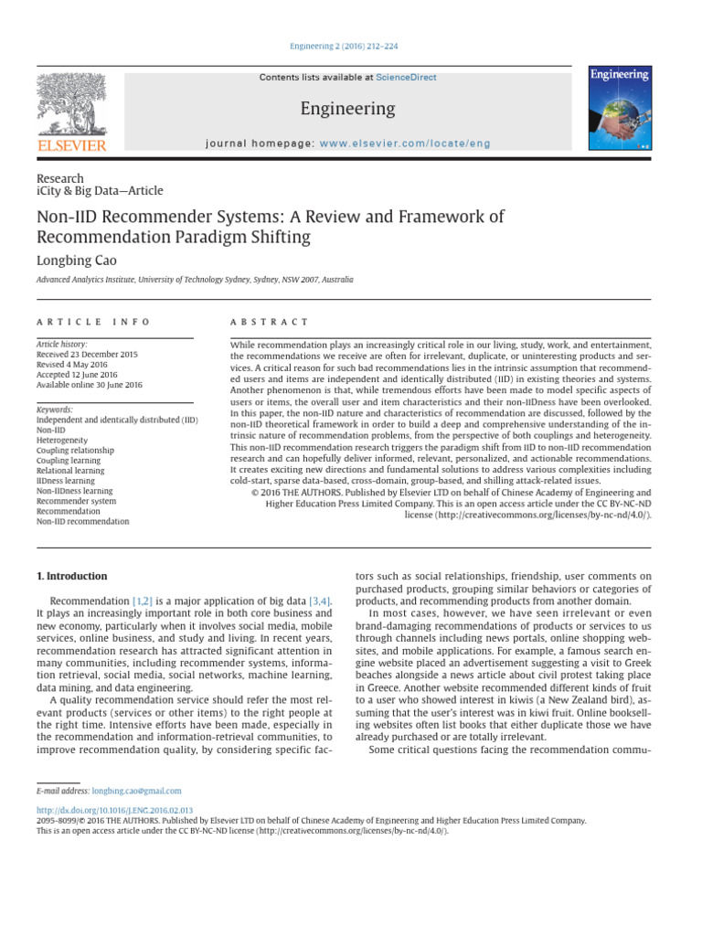 Cao - 2016 - Non-IID Recommender Systems A Review and Framework of ...