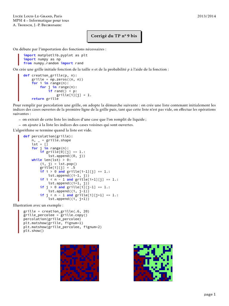 Algorithme de percolation en Python | PDF | Mathématiques appliqués