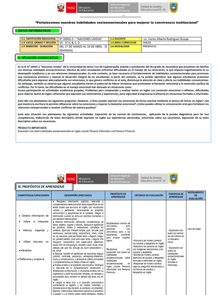 4to Unidad de Aprendizaje 1 | PDF | Aprendizaje | Enseñando
