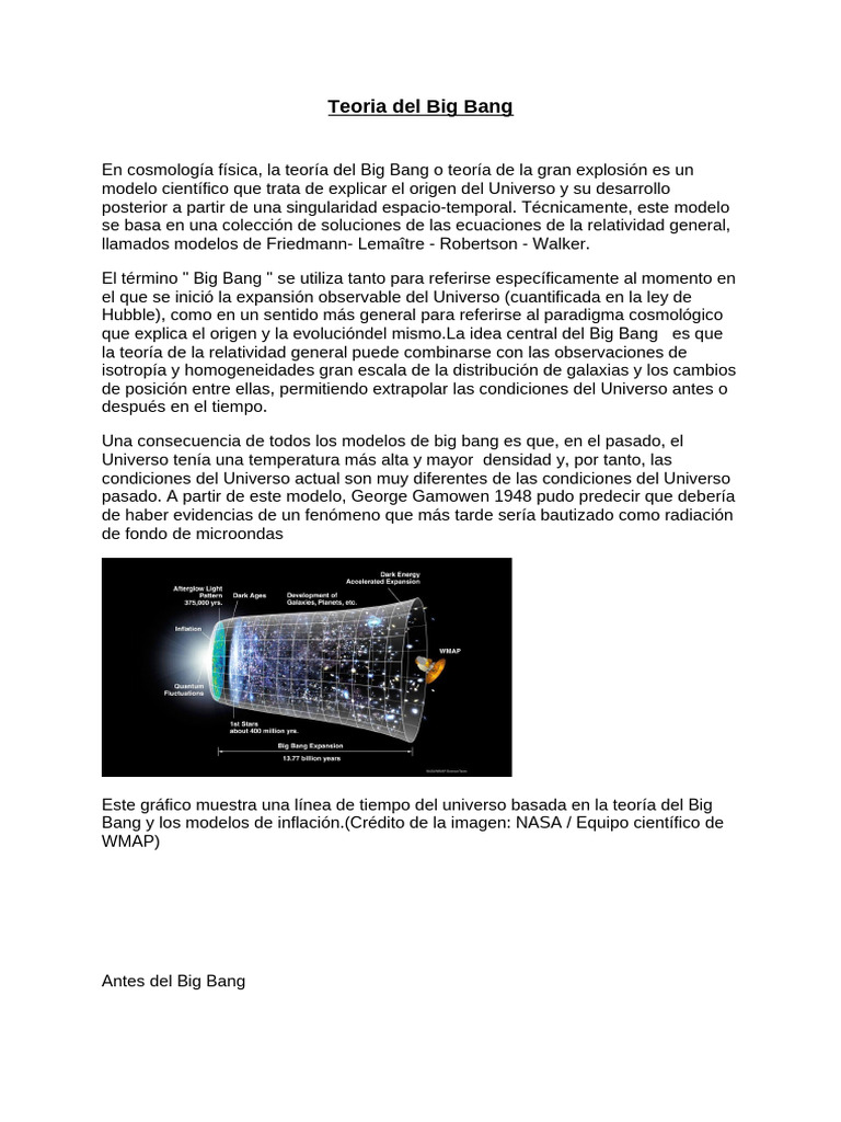 Teoria Del Big Bang | PDF | Big Bang | Universo