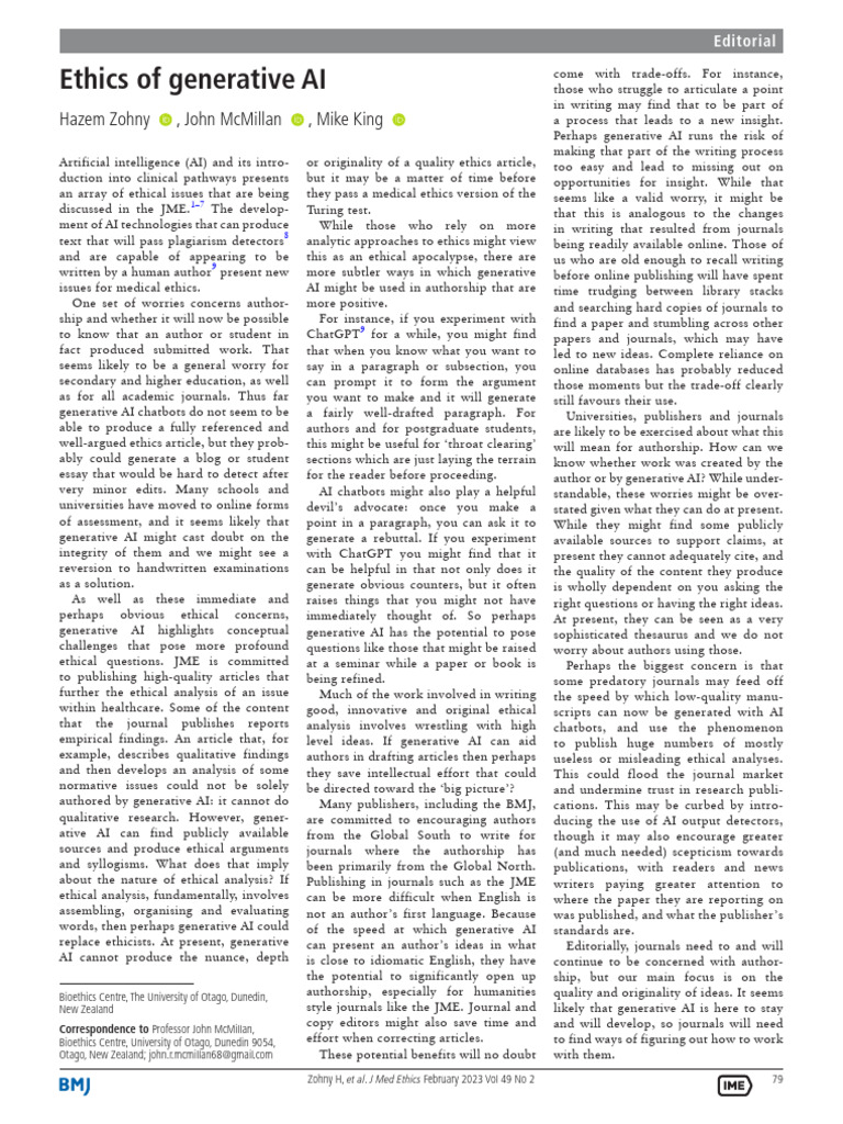 Ethics Of Generative Ai Hazem Zohny Pdf Artificial Intelligence 