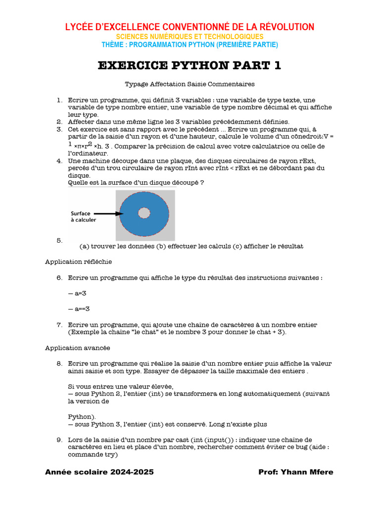 Exercices de Programmation Python | PDF | Python (Langage de ...