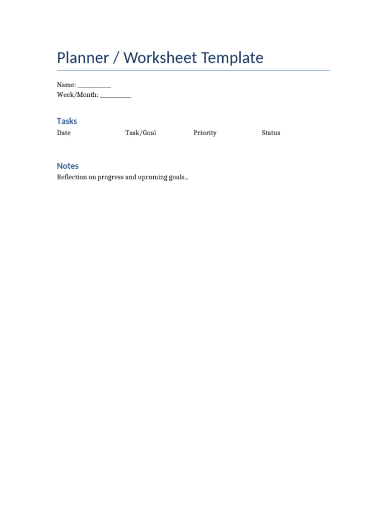 Worksheet Template 1 | PDF