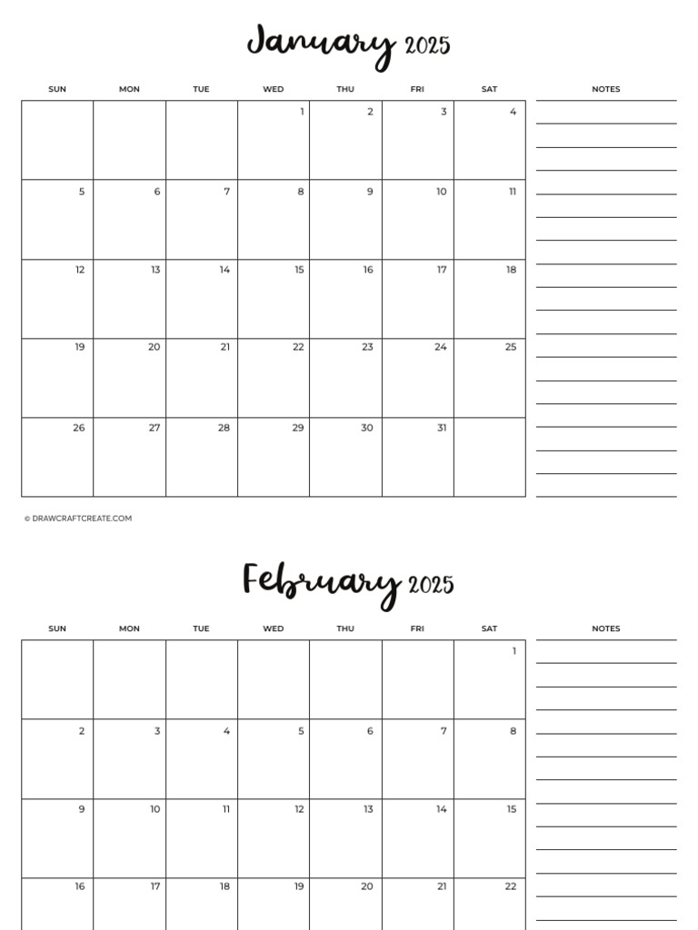 2025 Calendar with Notes and Holidays | PDF