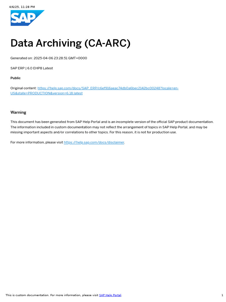 SAP Data Archiving Overview | PDF | Computer File | Databases