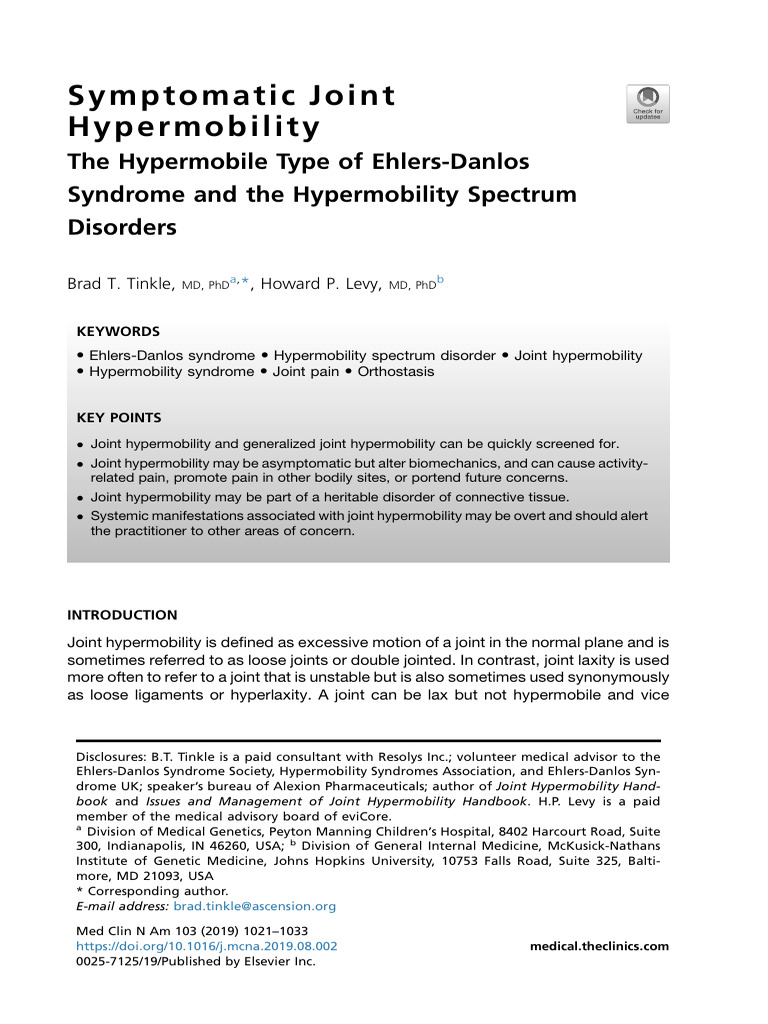 Hypermobility Spectrum Disorders Overview | PDF | Diseases And ...