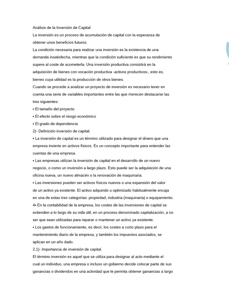 Guía Completa sobre Inversión de Capital | PDF | Evaluación | Inversiones