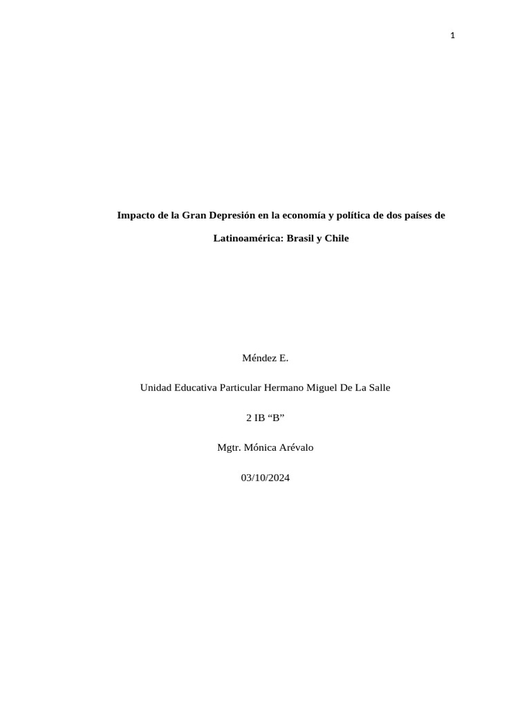 Efectos de la Gran Depresión en Brasil y Chile | PDF | Gran depresion ...