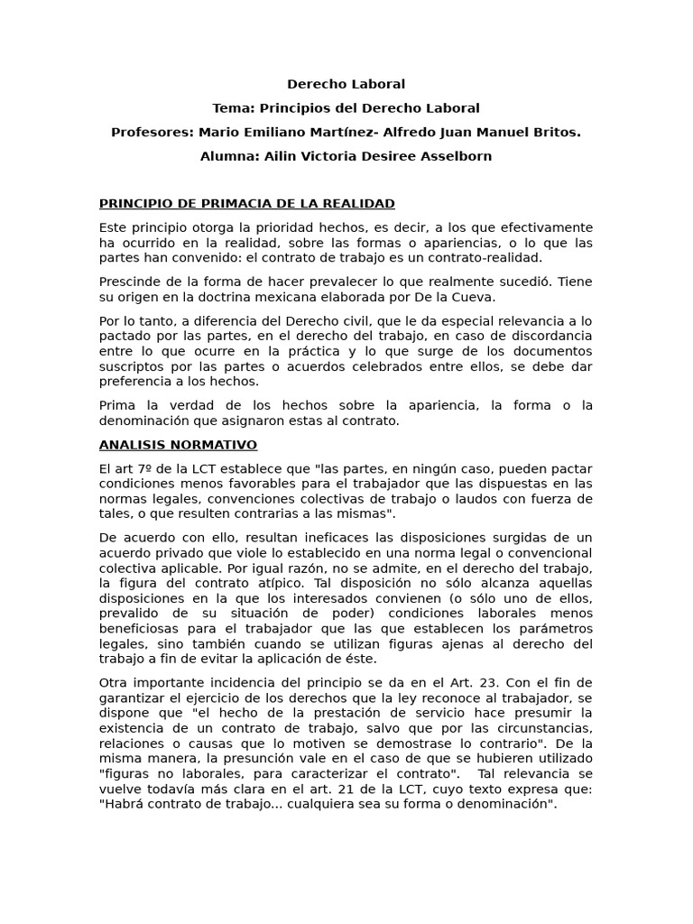 Principio de Primacía en Derecho Laboral | PDF | Derecho laboral | Justicia