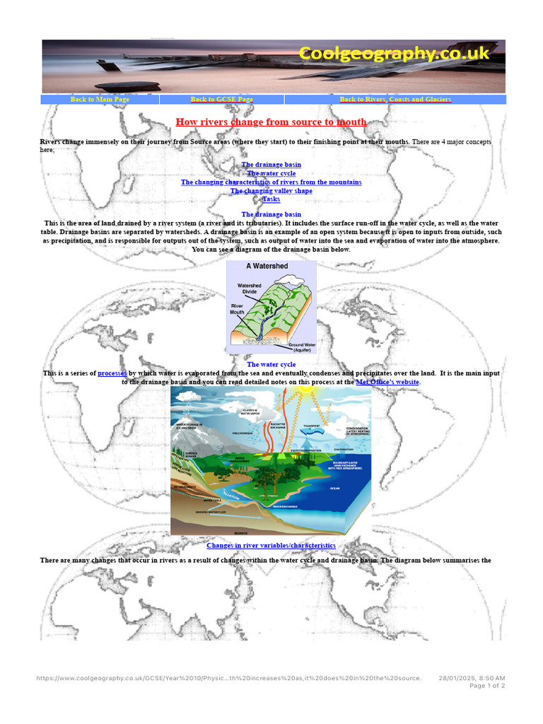 River Changes from Source to Mouth | PDF | Erosion | River