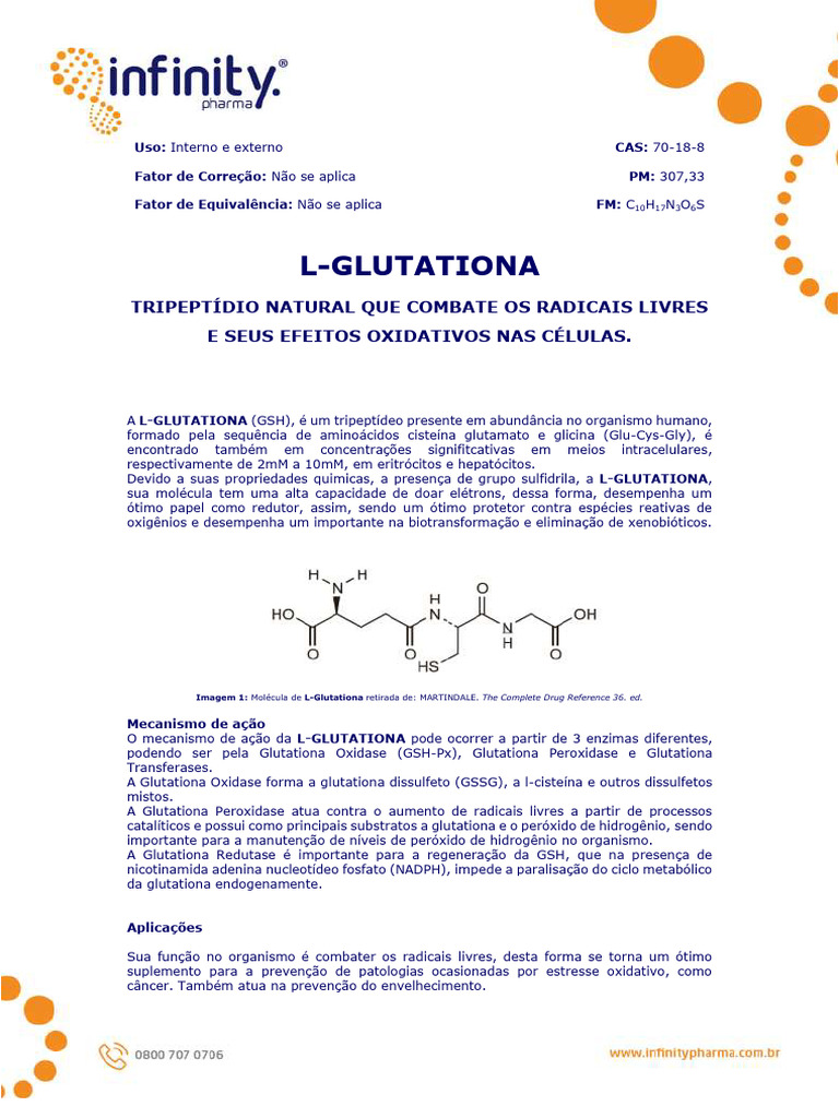 L-Glutationa: Antioxidante e Suplemento | PDF | Glutationa | Radical ...