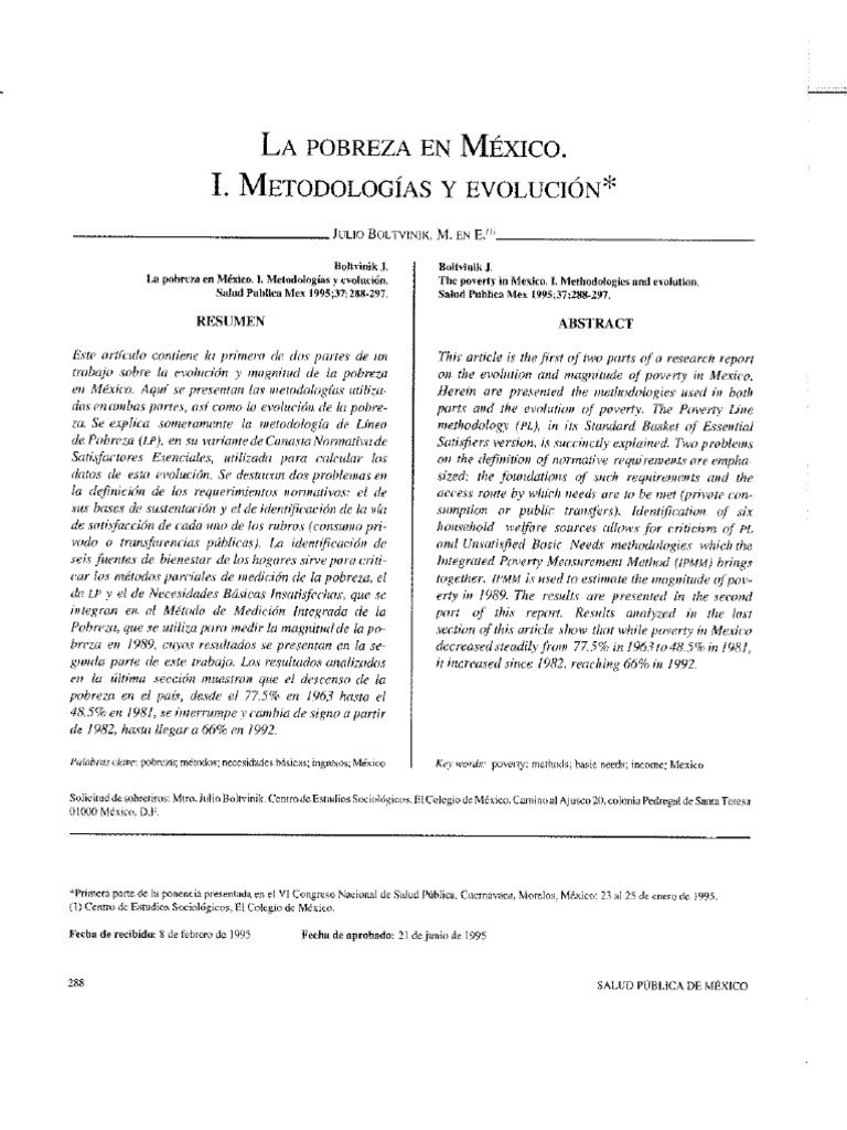 La - Pobreza - en - Mxico - Metodologas - y - Evolucin Julio Boltvinik ...