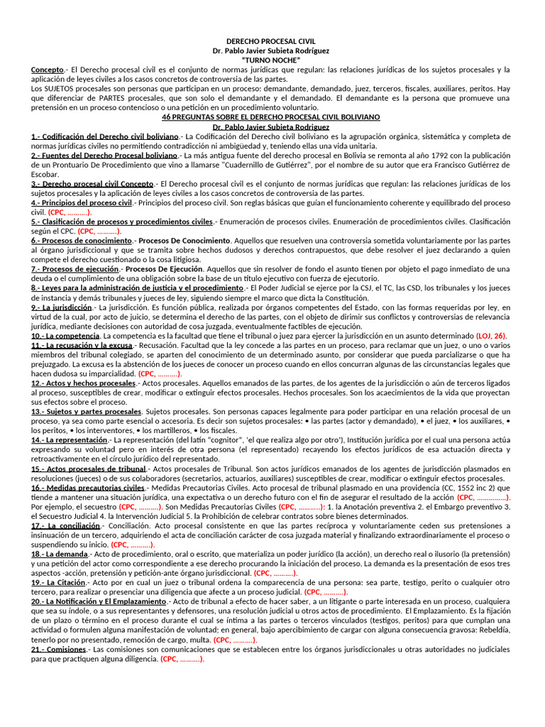 Guía del Derecho Procesal Civil en Bolivia | PDF | Jurisdicción | Ley ...