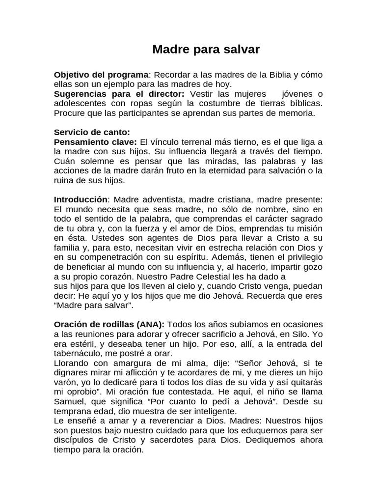 Programa Dia de Las Madres 2010 | PDF | Amor | Cristo (título)