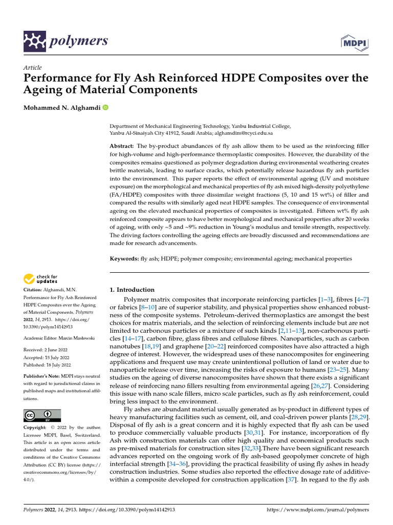 Fly Ash Reinforced HDPE Composite Aging Effects | PDF | Composite ...