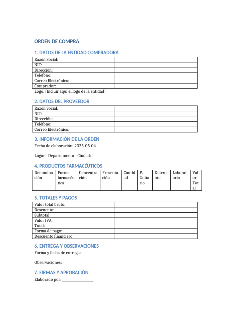 Orden de Compra Formato | PDF