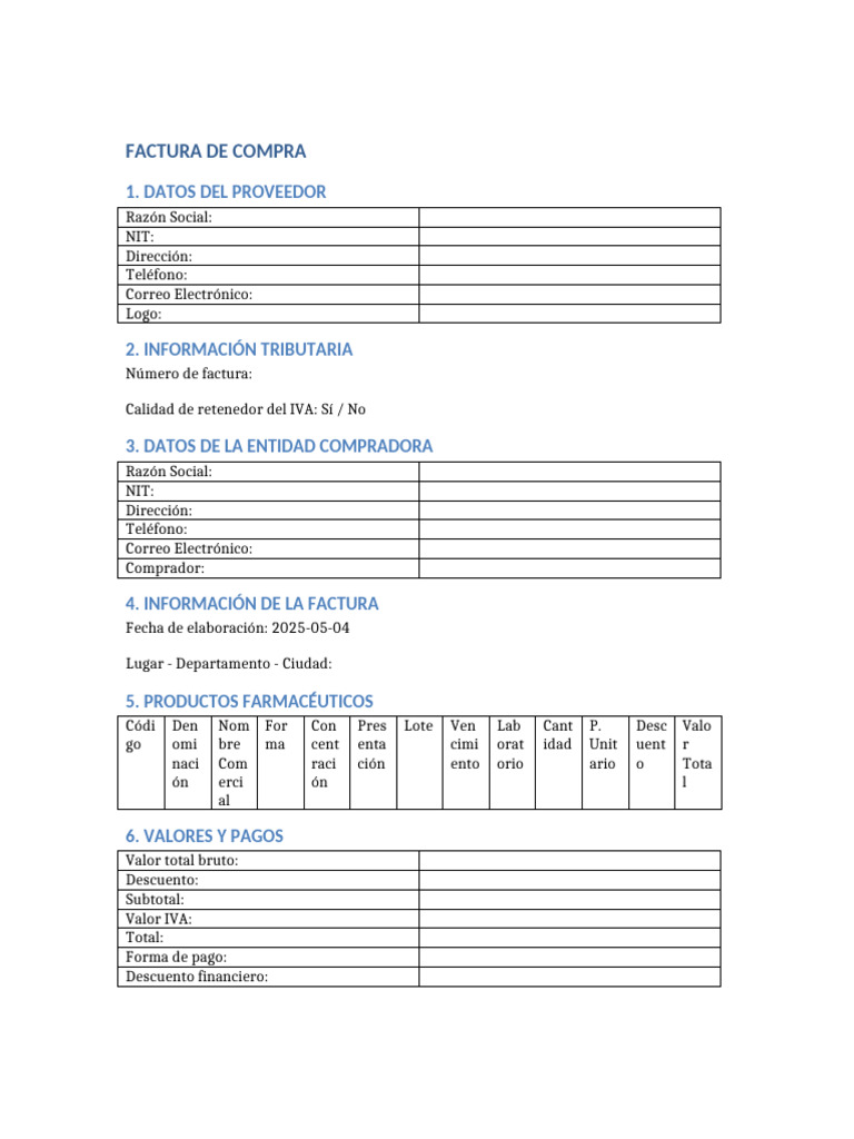 Factura de Compra Formato | PDF