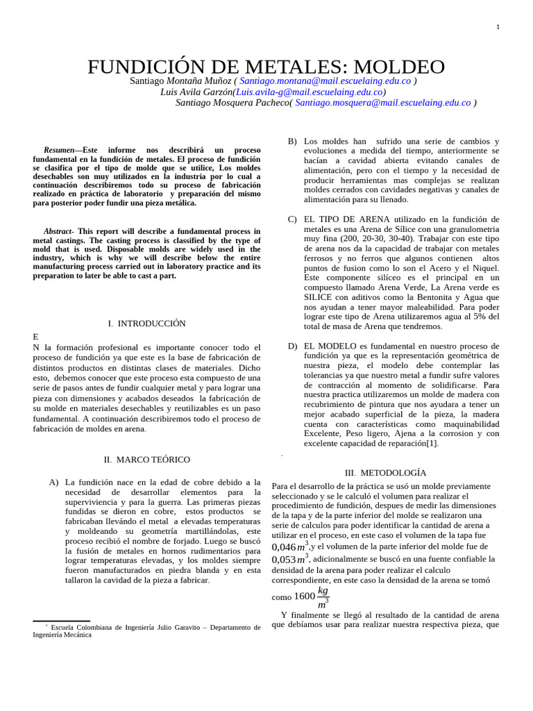 Proceso de Fabricación de Moldes Desechables | PDF | Cobre | Ciencias ...