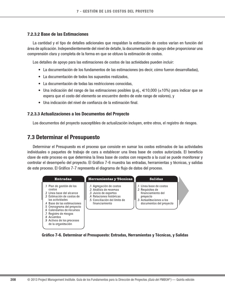 Gestión de Costos en Proyectos PMBOK | PDF | Presupuesto | Gestión de ...