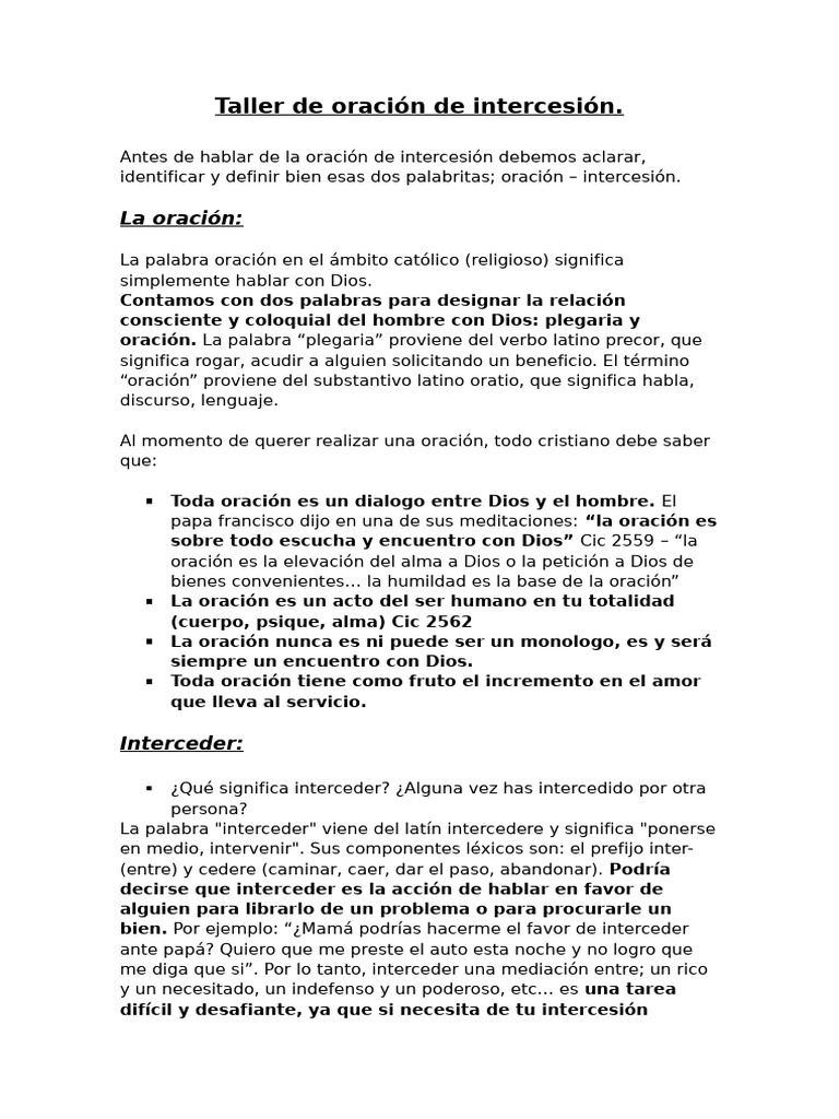 Taller de Oración de Intercesión | PDF | Intercesión | Oración