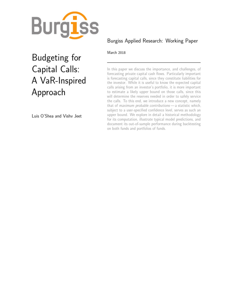 Maximizing Reserves for Capital Calls | PDF | Value At Risk