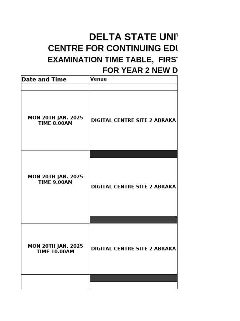 2025 First Semester Exam Timetable | PDF | Science