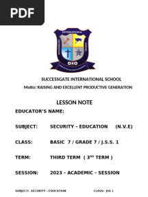 Security Education Jss1 3rd Term L-note