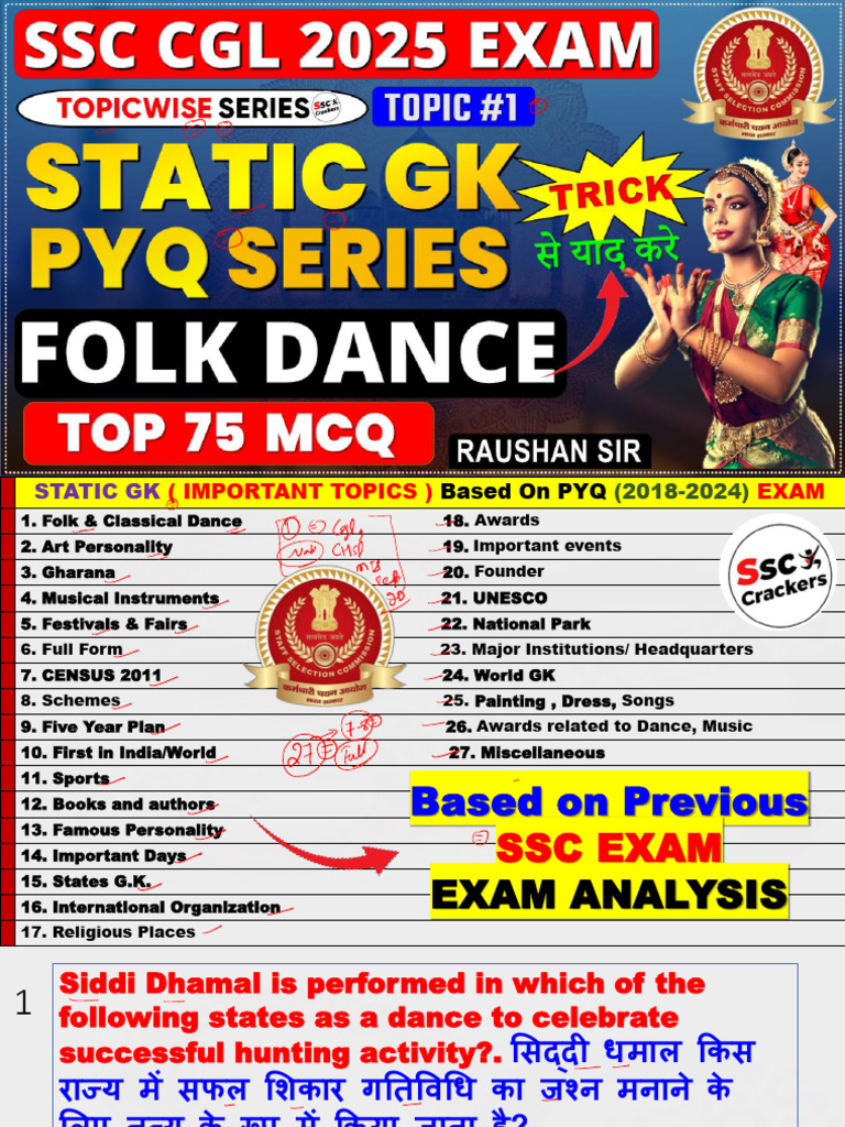 Static GK for SSC 2025 Exam Prep | PDF | Dances