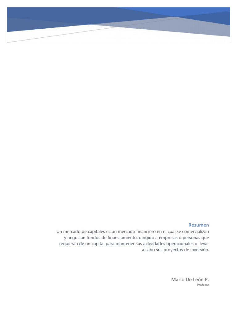 Fundamentos del Mercado de Capitales | PDF | Inversiones | Mercado de ...