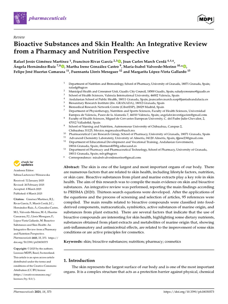 Bioactive Compounds for Skin Health Review | PDF | Polyphenol | Epidermis