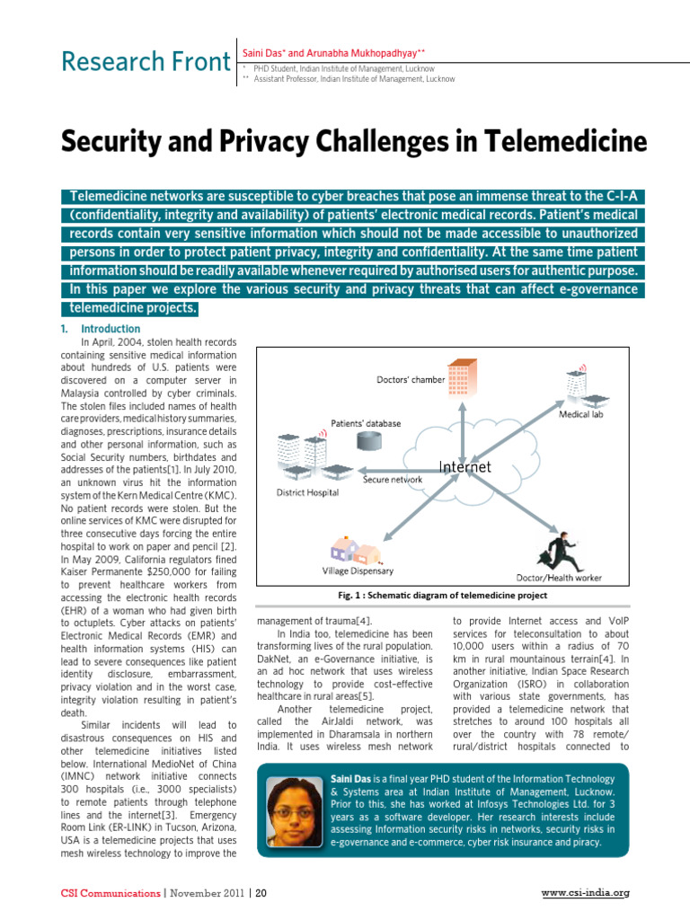 Security Risks in Telemedicine Systems | PDF | Computer Security | Security