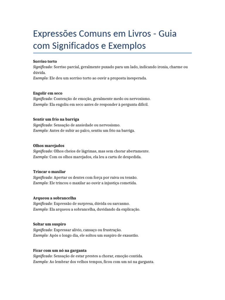 Expressoes Comuns em Livros | PDF | Emoções | Ansiedade