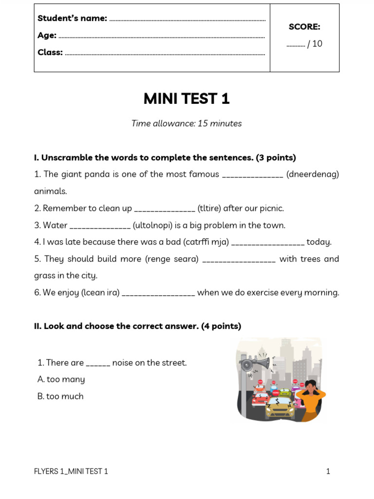 Flyers 1 - Mini Test 1 - Cropped | PDF