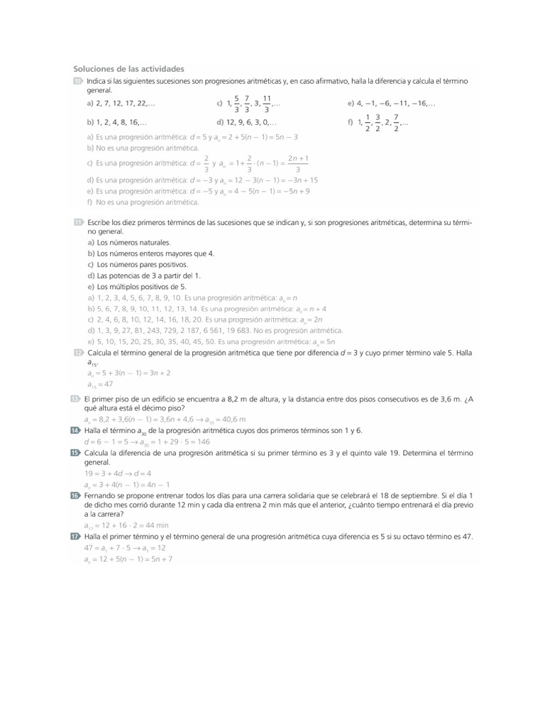 Resultados Progresiones Aritméticas | PDF