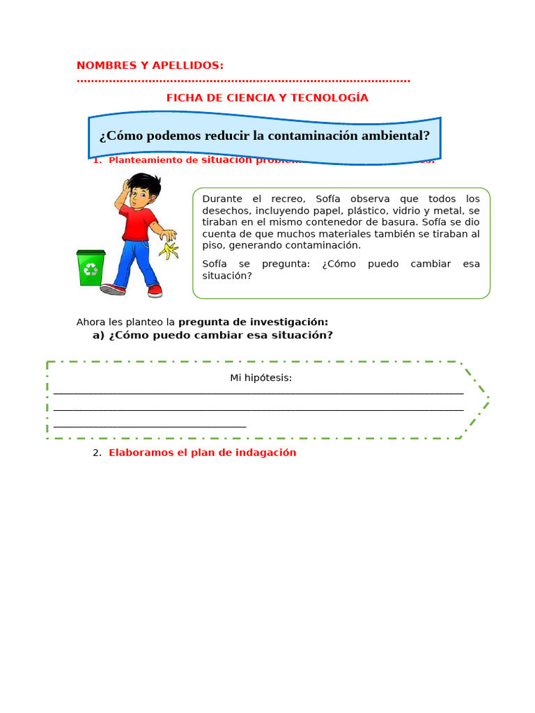 3-4 Ficha Cyt Juev 6 Como Reducir La Contaminación | PDF | Residuos ...
