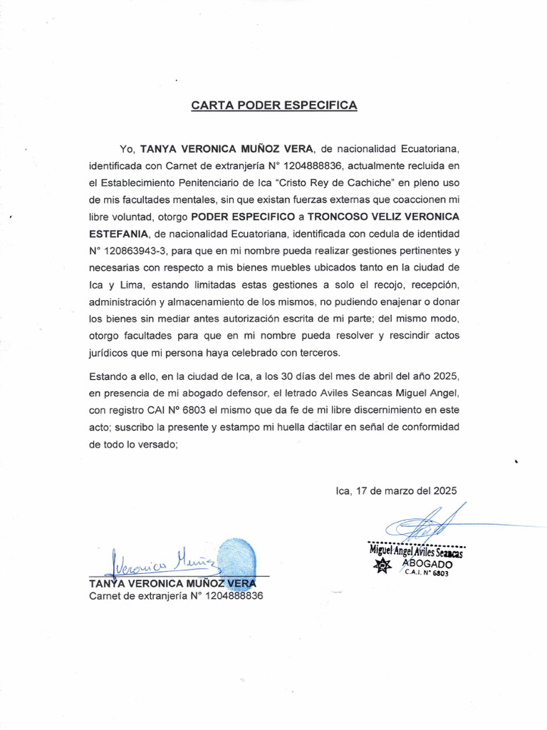 PODER ESPECIFICO VERONICA 2025 E | PDF
