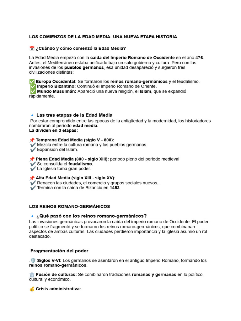 Orígenes y Etapas de la Edad Media | PDF | imperio Bizantino | Edades ...