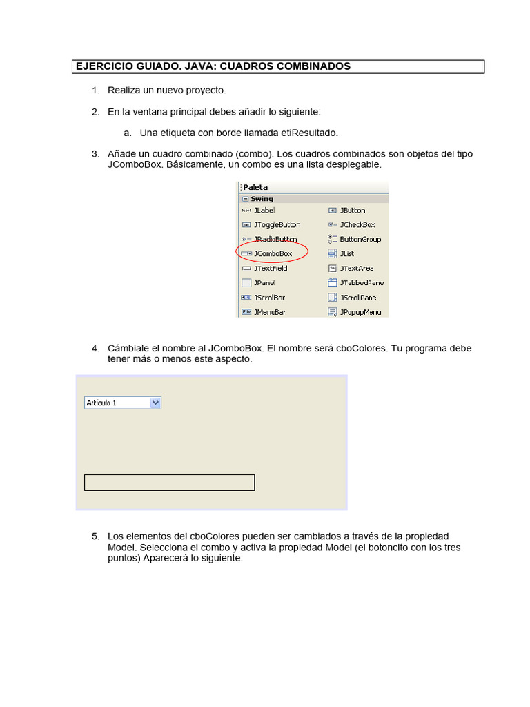 Crear Cuadro Combinado en Java | PDF | Programación de computadoras ...