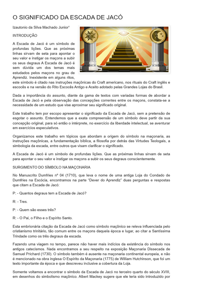Significado da Escada de Jacó na Maçonaria | PDF | Maçonaria | Loja ...